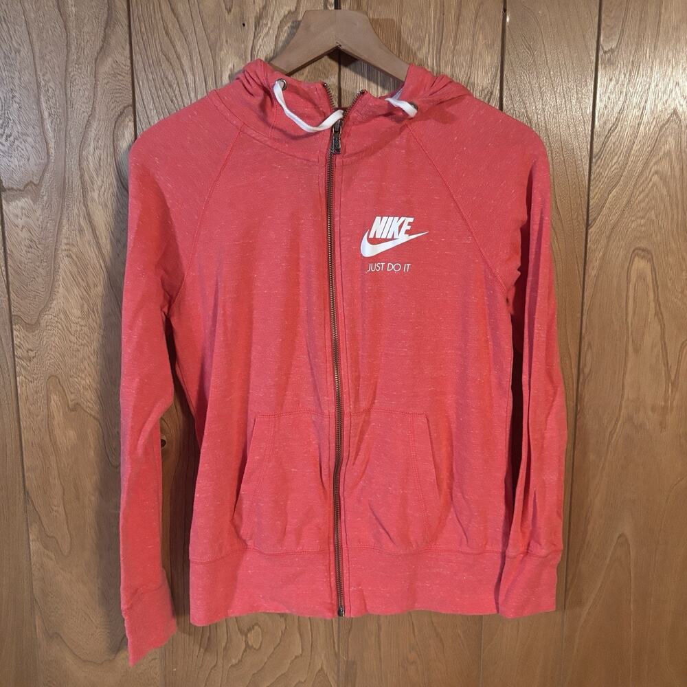 Nike Sportswear Womens Pink Full Zip Hooded Logo Jacket Size S